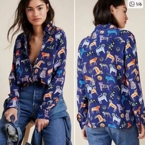 Anthropologie Multicolor CatcPatterned Top
